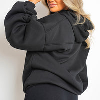 Fall Winter Oversized Ruched Sleeves Hoodie