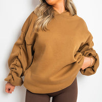 Fall Winter Oversized Ruched Sleeves Hoodie