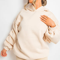 Fall Winter Oversized Ruched Sleeves Hoodie