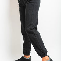 Ribbed Joggers in Khaki with Drawstring Waist and Pockets