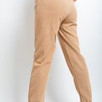 Ribbed Joggers in Khaki with Drawstring Waist and Pockets