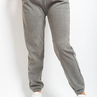 Ribbed Joggers in Khaki with Drawstring Waist and Pockets