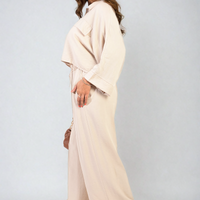 Co-ord Set in Sky Blue with Cropped Shirt and Wide-Leg Trousers