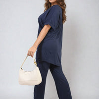 Twist Front Plunge Neckline Top and Trouser Co-ord Set