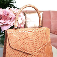 Faux Leather Handbag in Lilac with Top Handle and Chain Strap