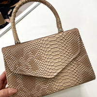 Faux Leather Handbag in Lilac with Top Handle and Chain Strap