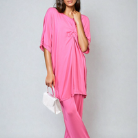 Twist Front Plunge Neckline Top and Trouser Co-ord Set