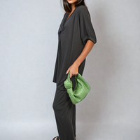 Twist Front Plunge Neckline Top and Trouser Co-ord Set