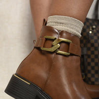 Buckle Side Zipper Closure Ankle Boots