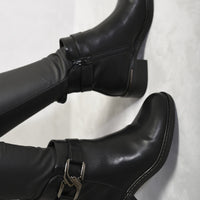 Buckle Side Zipper Closure Ankle Boots