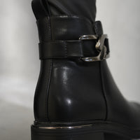 Buckle Side Zipper Closure Ankle Boots