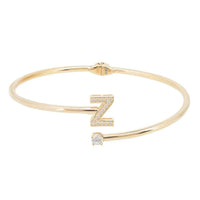 Gold-tone initial Z bangle with clear crystal accents