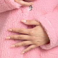 Oversized Teddy Coat with Lapels and Popper Fastening