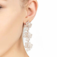 Jasmine Flower Triple Drop Earrings Rosegold-1