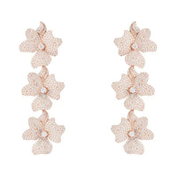 Jasmine Flower Triple Drop Earrings Rosegold-0