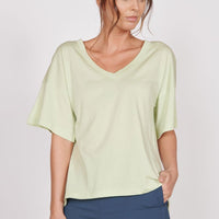 Ella Green Over Sized V Neck T-Shirt-1