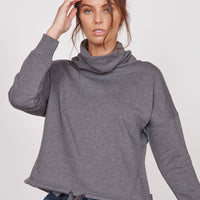 Evelyn Grey Marl Cowl Neck Pullover Top-2