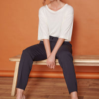 Fran Black Tapered Leg Tailored Trousers-0