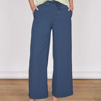 Lena Navy Wide Leg Trousers-0