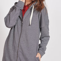 Lottie Grey Marl Loungewear Longline Zip Through Hooded Sweater-4