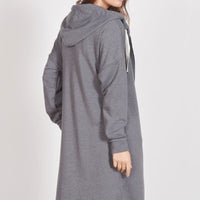 Lottie Grey Marl Loungewear Longline Zip Through Hooded Sweater-2