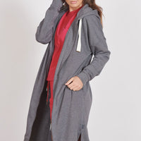 Lottie Grey Marl Loungewear Longline Zip Through Hooded Sweater-1