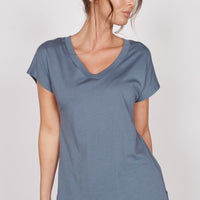 Phoebe Blue Sleeveless V Neck Top-0