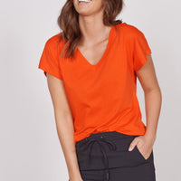 Phoebe Red Sleeveless V Neck Top-0