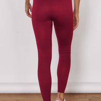 Petite seamless sports leggings, magenta back view with high-waist and ankle-length fit