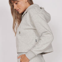 Rosa Light Grey Zip Through Cropped Hoodie-2
