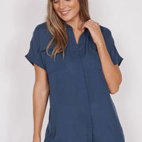 Thalia Navy Short Sleeve Utility Shirt-0