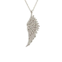 Large Angel Wing Necklace Silver-0