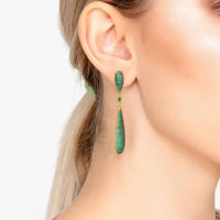 Latelita Long Drop Earrings Emerald Green Cz-1