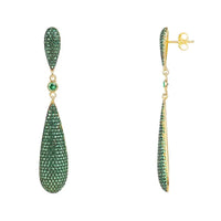 Latelita Long Drop Earrings Emerald Green Cz-2