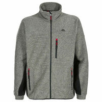 Trespass Jynx light gray striped fleece jacket with stand collar and three zip pockets