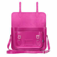 Handmade Leather Satchel - Magenta-4