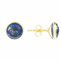 Medium Circle Gemstone Earrings Gold Lapis Lazuli-2