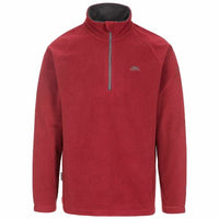 Men's burgundy microfleece quarter-zip top with stand collar