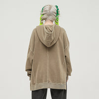 Washed Slit Hem Turtleneck Unisex Hoodie S-XL