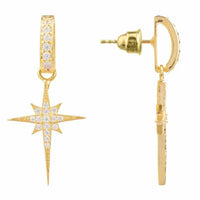 North Star Burst Small Drop Earrings Gold-2