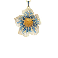 Pansy Flower Blue Necklace Gold-0