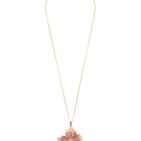 Pansy Flower Pink Necklace Gold-2