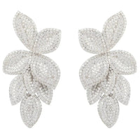 Petal Cascading Flower Earrings Silver-0