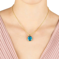 Petite Drop Necklace Gold Blue Topaz Hydro-1