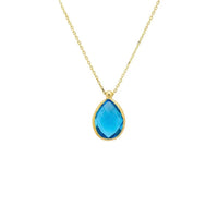 Petite Drop Necklace Gold Blue Topaz Hydro-0