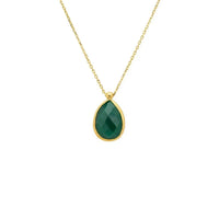 Petite Drop Necklace Gold Green Onyx-0
