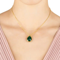 Petite Drop Necklace Gold Green Onyx-1