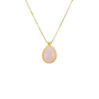 Petite Drop Necklace Gold Rose Quartz-0