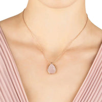 Petite Drop Necklace Rosegold Rose Quartz-1
