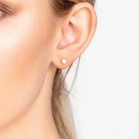 Petite Gemstone Earrings Gold White Pearl-1